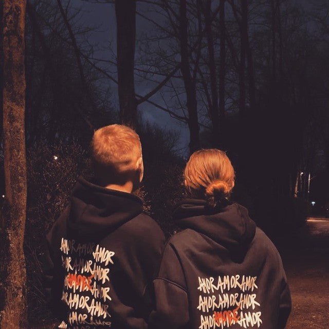 Unisex Black "Amor" Printed Oversized Hoodie - 400 GSM Cotton - Acid House™ (formerly Zyra Drip)