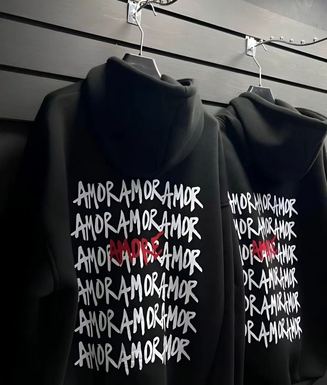 Unisex Black "Amor" Printed Oversized Hoodie - 400 GSM Cotton - Acid House™ (formerly Zyra Drip)