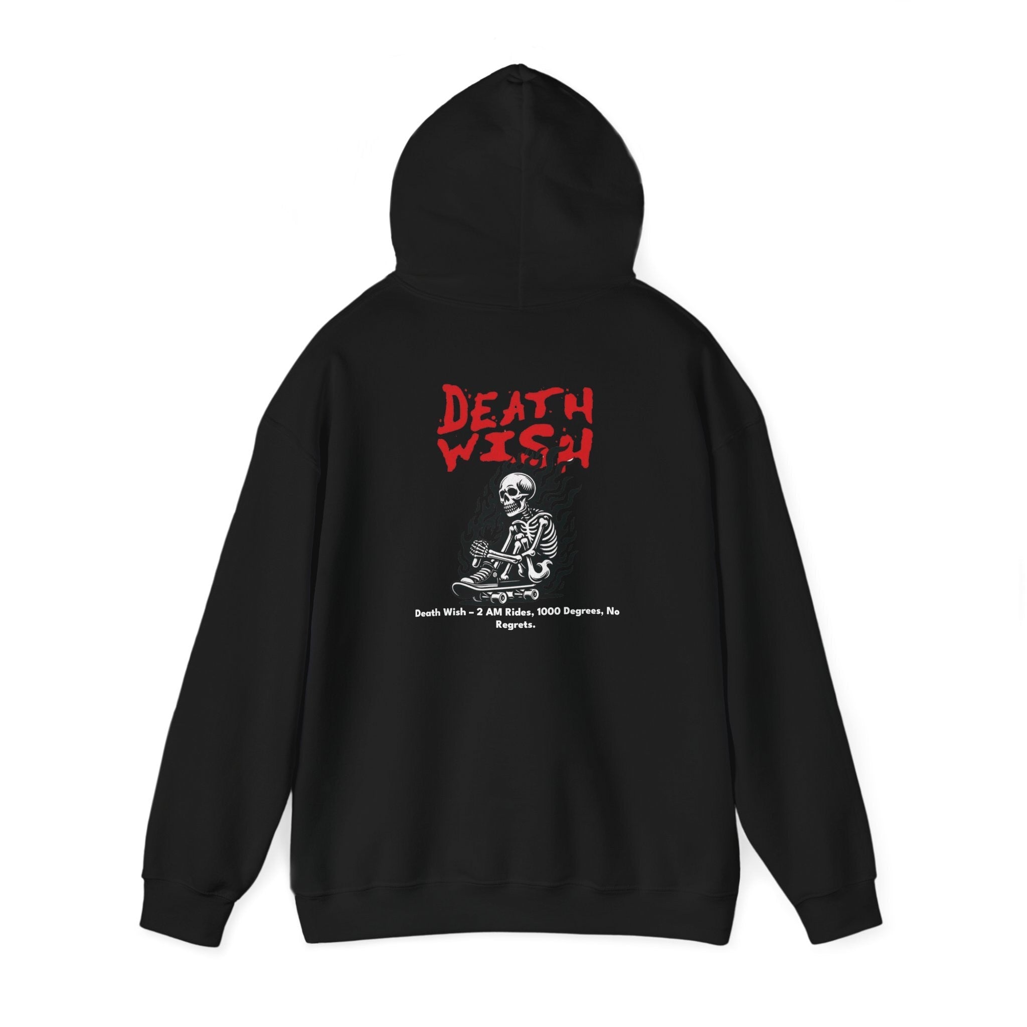 Unisex Black Oversized Hoodie – “Death Wish” Streetwear | Drop Shoulder 400 GSM - Acid House™ (formerly Zyra Drip)