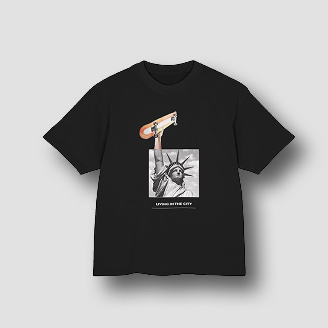 Unisex Regular Fit T-shirt Black T-Shirt – Living in the City Tee with Drop Shoulders - Acid House™