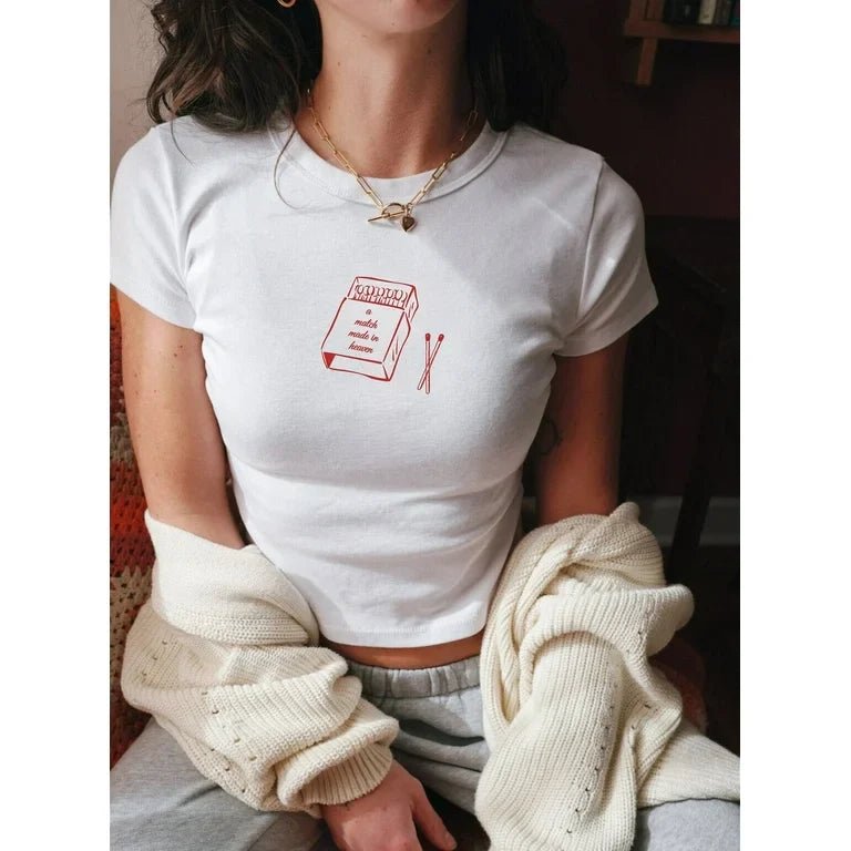 Vintage Matchbox Graphic Baby Tee – Minimalist Aesthetic Tee - Acid House™ (formerly Zyra Drip)