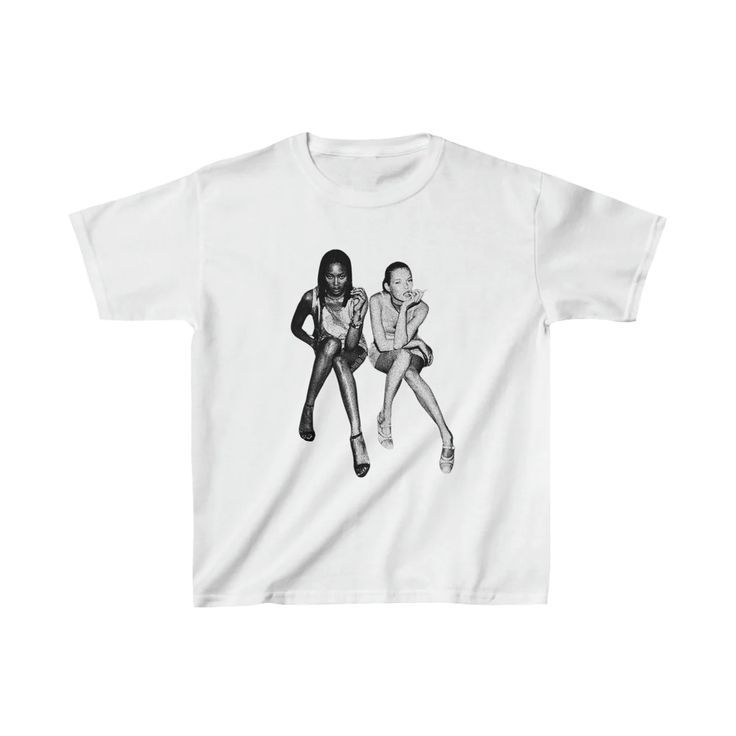White Baby Tee with Retro Model Graphic – Cropped Streetwear Top | White - Acid House™ (formerly Zyra Drip)