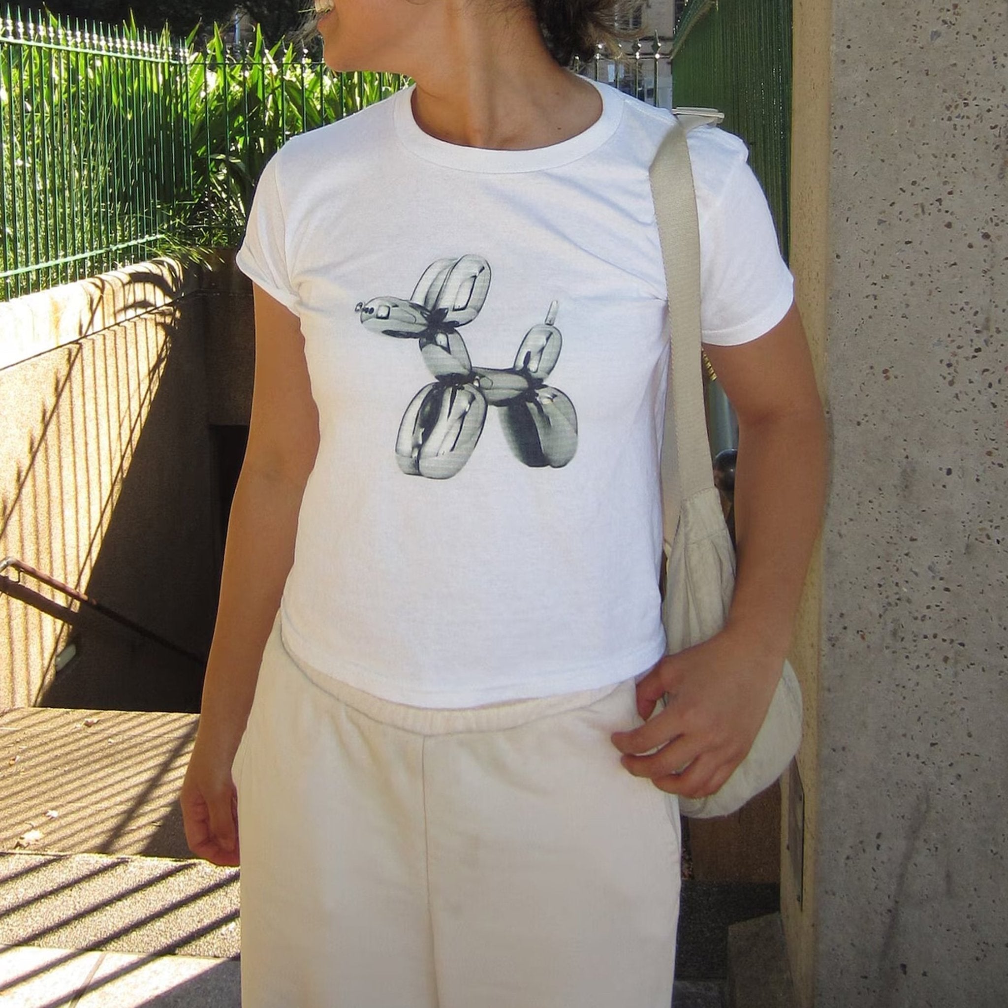 White Balloon Dog Baby Tee – Trendy Women’s Crop Top - Acid House™ (formerly Zyra Drip)