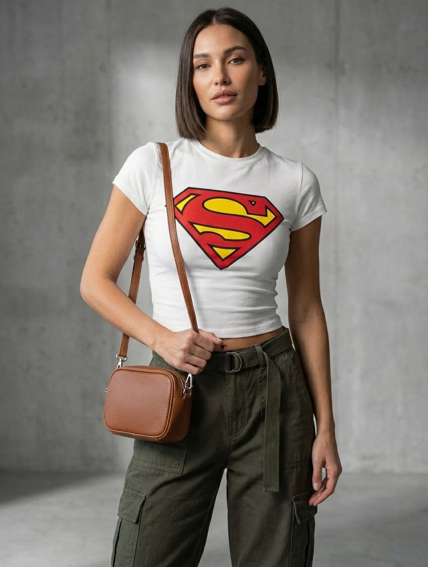 Women’s White Logo Baby Tee – Slim Fit Cotton Crop Top for Women - Acid House™ (formerly Zyra Drip)