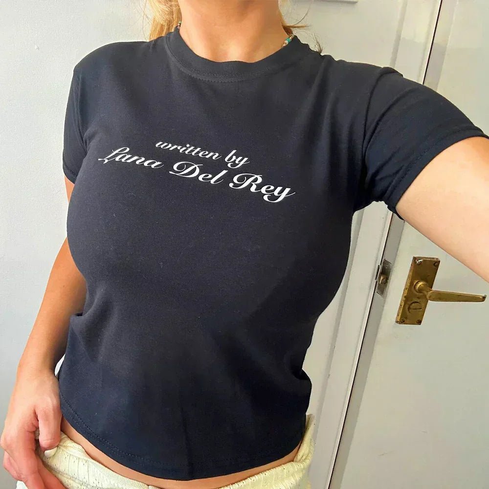Written by Lana Del Rey Baby Tee – Black Baby Tee | Crop Top - Acid House™ (formerly Zyra Drip)