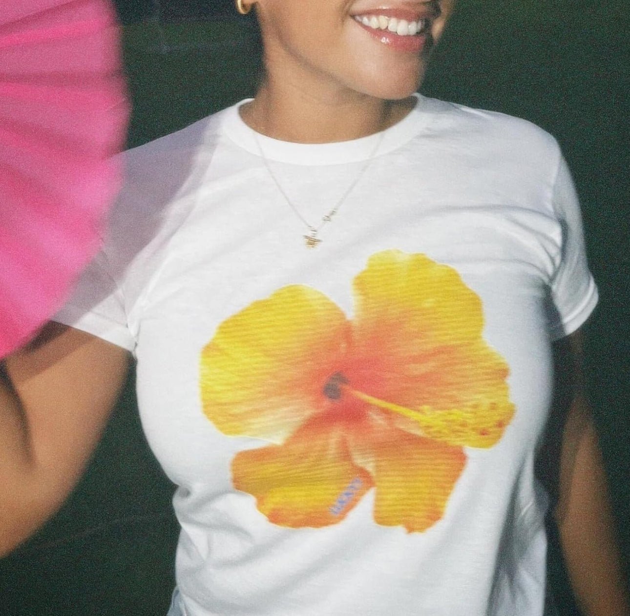 Yellow Hibiscus Graphic Baby Tee – Trendy Floral Crop Top Color white - Acid House™ (formerly Zyra Drip)