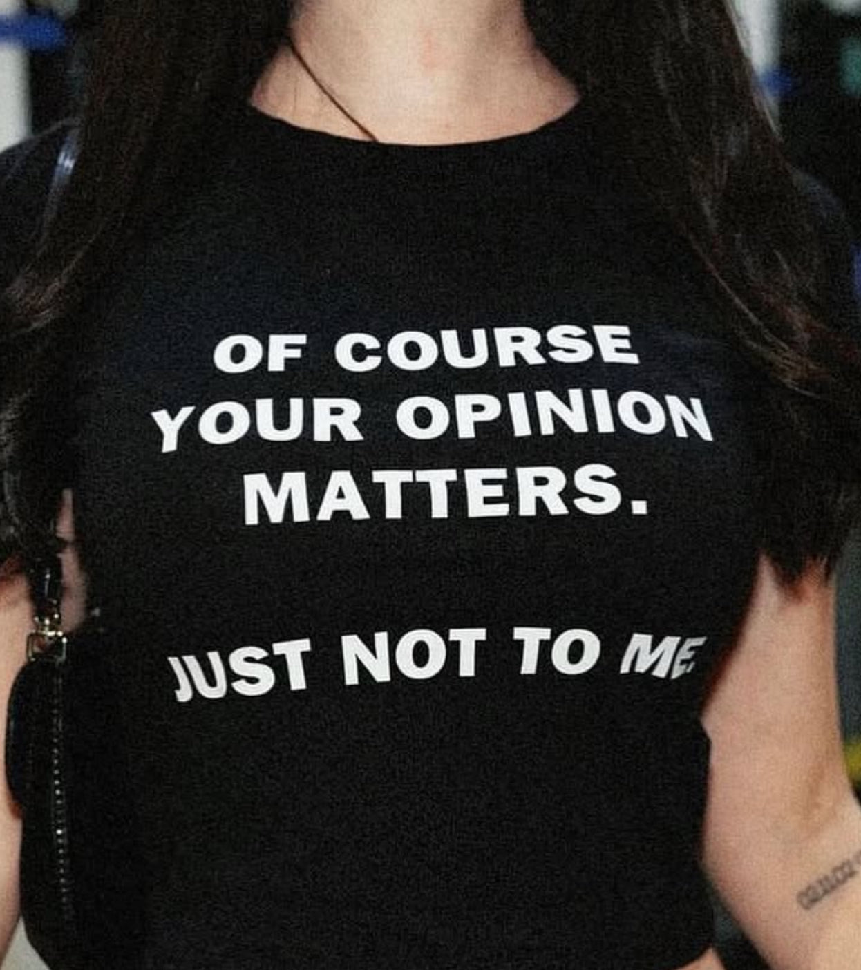 Your Opinion Matters Crop Top – Black Baby Tee for Women - Acid House™ (formerly Zyra Drip)
