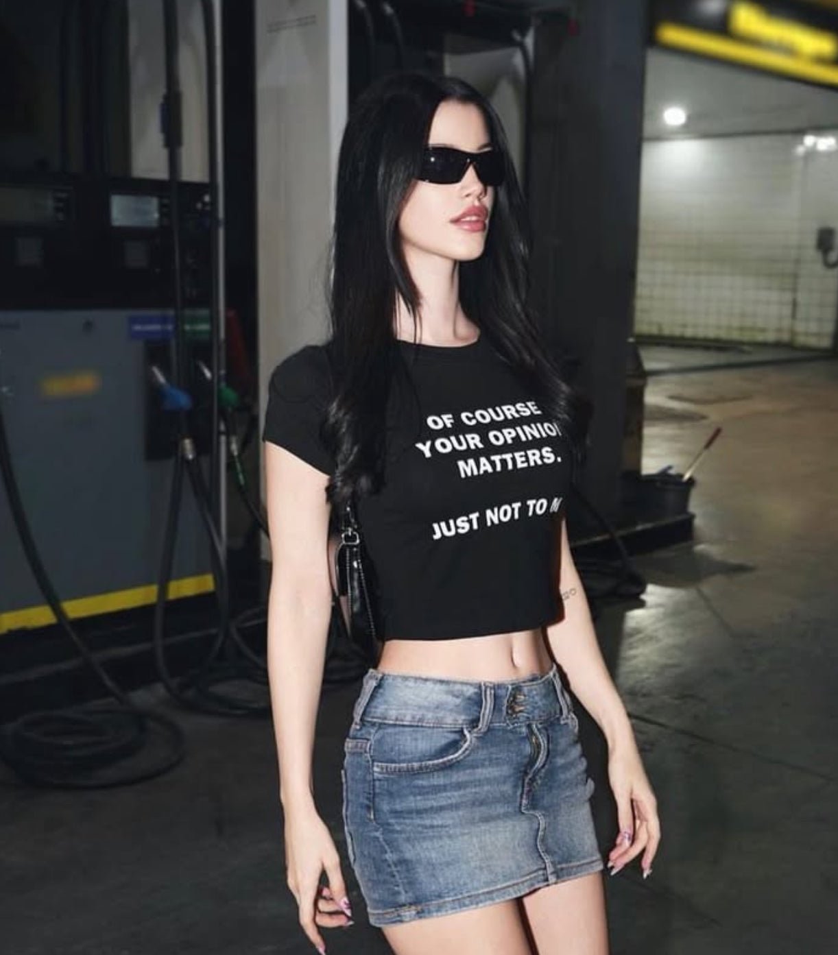 Your Opinion Matters Crop Top – Black Baby Tee for Women - Acid House™ (formerly Zyra Drip)